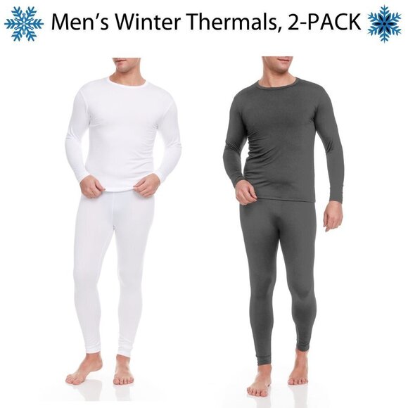Men Thermals Microfiber Fleece Long John Winter Warm Base Layer 2-Pars Set NEW - Picture 1 of 2